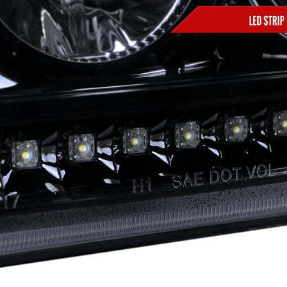 2001-2011 Ford Ranger Projector Headlights w/ LED Light Strip & LED Turn Signal Lights (Glossy Black Housing/Smoked Lens)