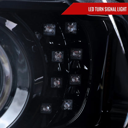 2001-2011 Ford Ranger Projector Headlights w/ LED Light Strip & LED Turn Signal Lights (Glossy Black Housing/Smoked Lens)