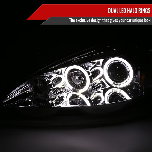 2002-2004 Acura RSX Dual Halo Projector Headlights (Chrome Housing/Clear Lens)