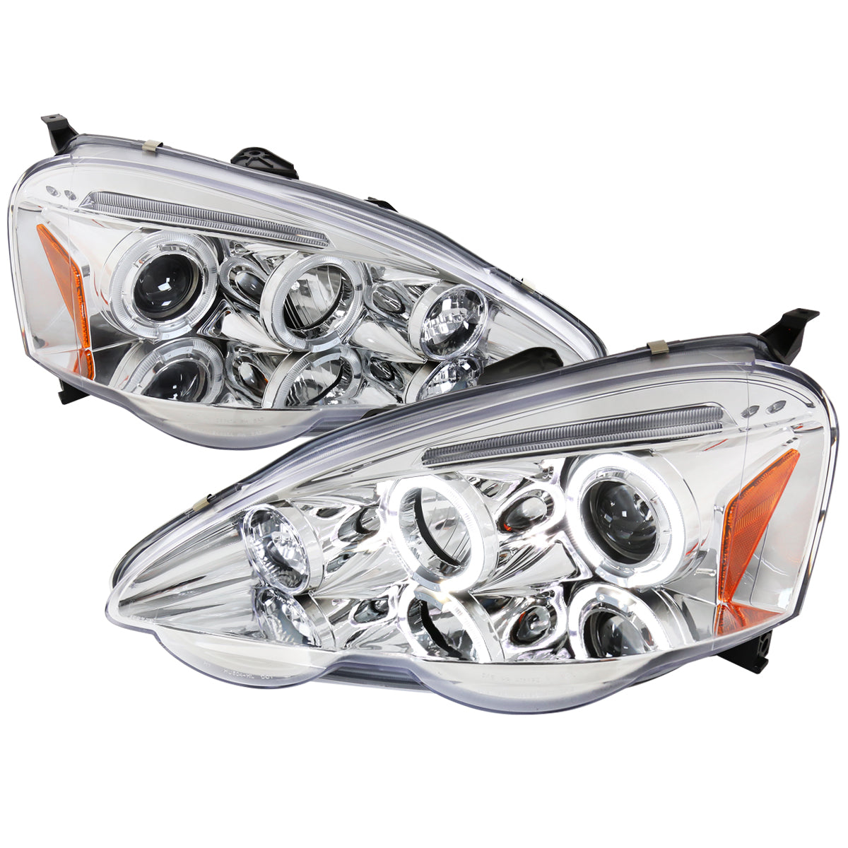2002-2004 Acura RSX Dual Halo Projector Headlights (Chrome Housing/Clear Lens)