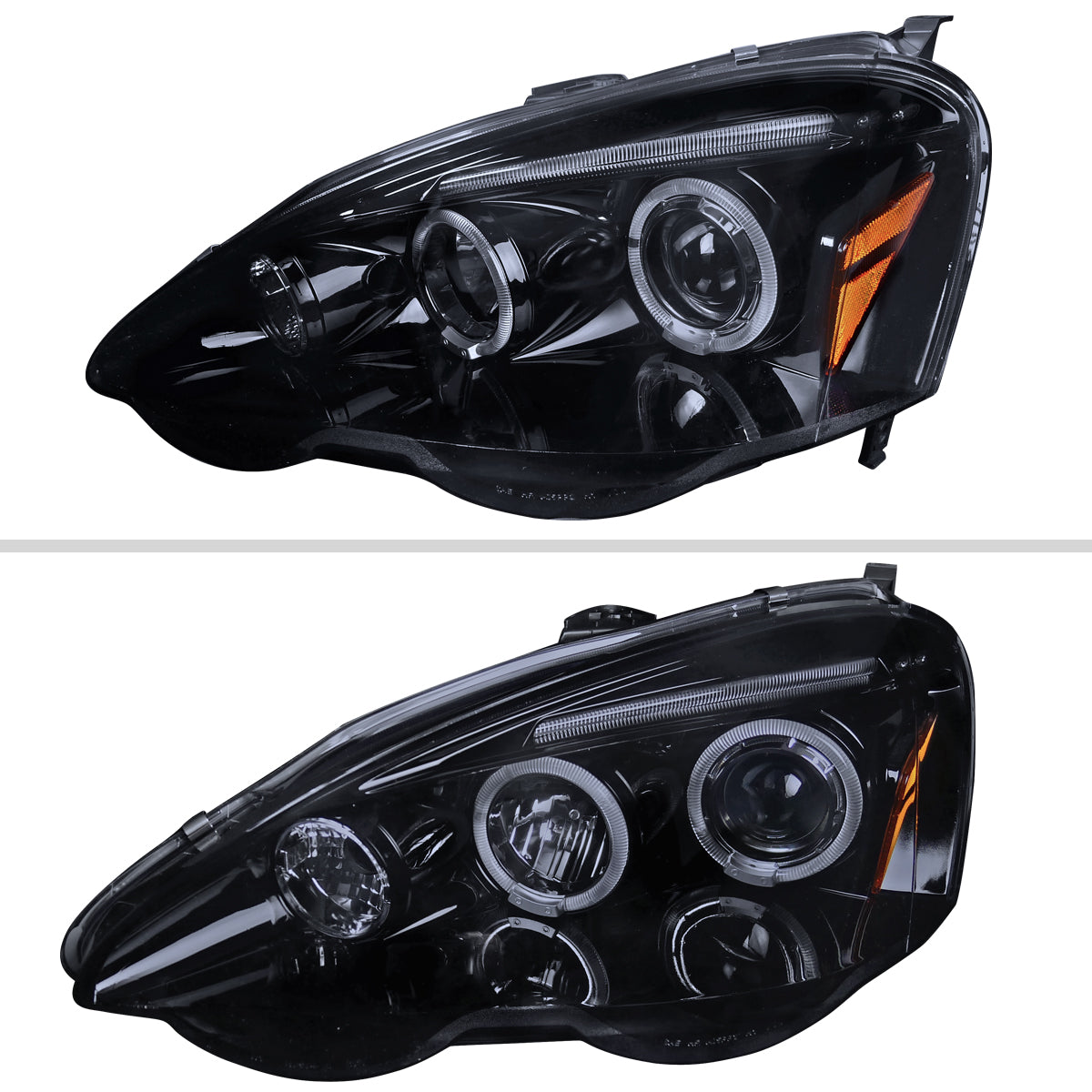 2002-2004 Acura RSX Dual Halo Projector Headlights (Glossy Black Housing/Smoked Lens)