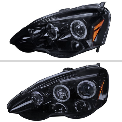 2002-2004 Acura RSX Dual Halo Projector Headlights (Glossy Black Housing/Smoked Lens)