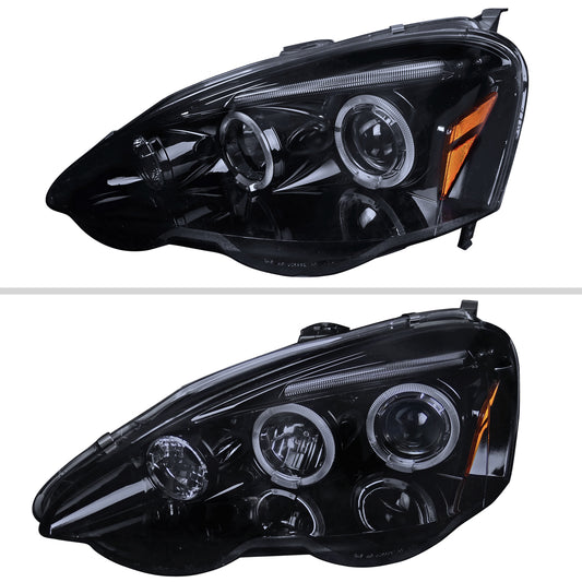 2002-2004 Acura RSX Dual Halo Projector Headlights (Glossy Black Housing/Smoked Lens)