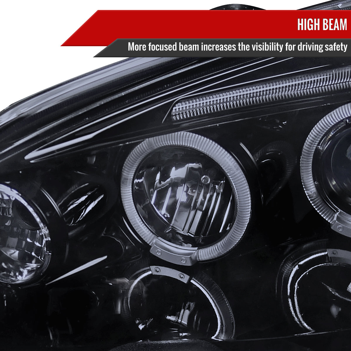 2002-2004 Acura RSX Dual Halo Projector Headlights (Glossy Black Housing/Smoked Lens)