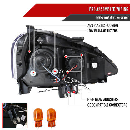 2002-2004 Acura RSX Dual Halo Projector Headlights (Glossy Black Housing/Smoked Lens)