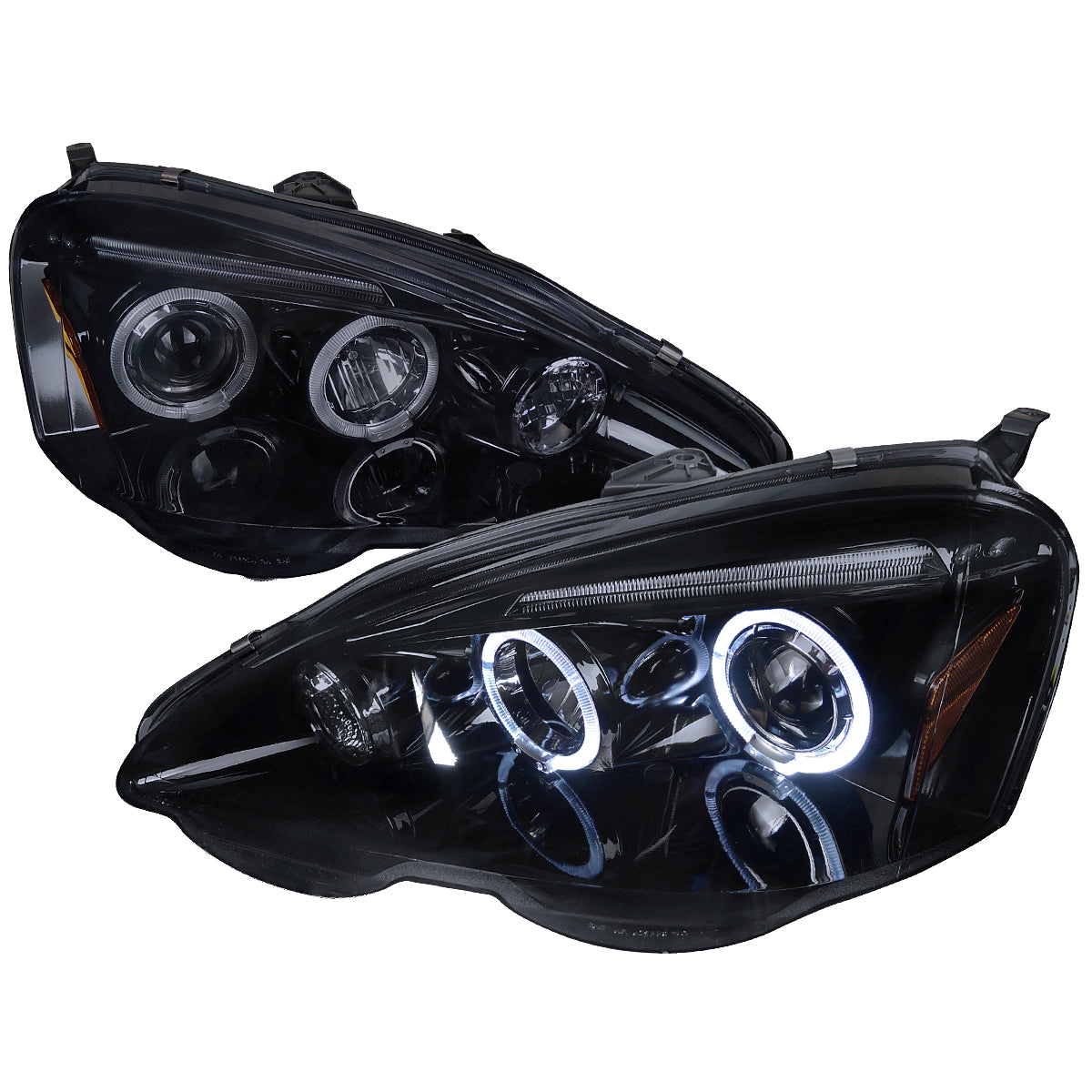 2002-2004 Acura RSX Dual Halo Projector Headlights (Glossy Black Housing/Smoked Lens)