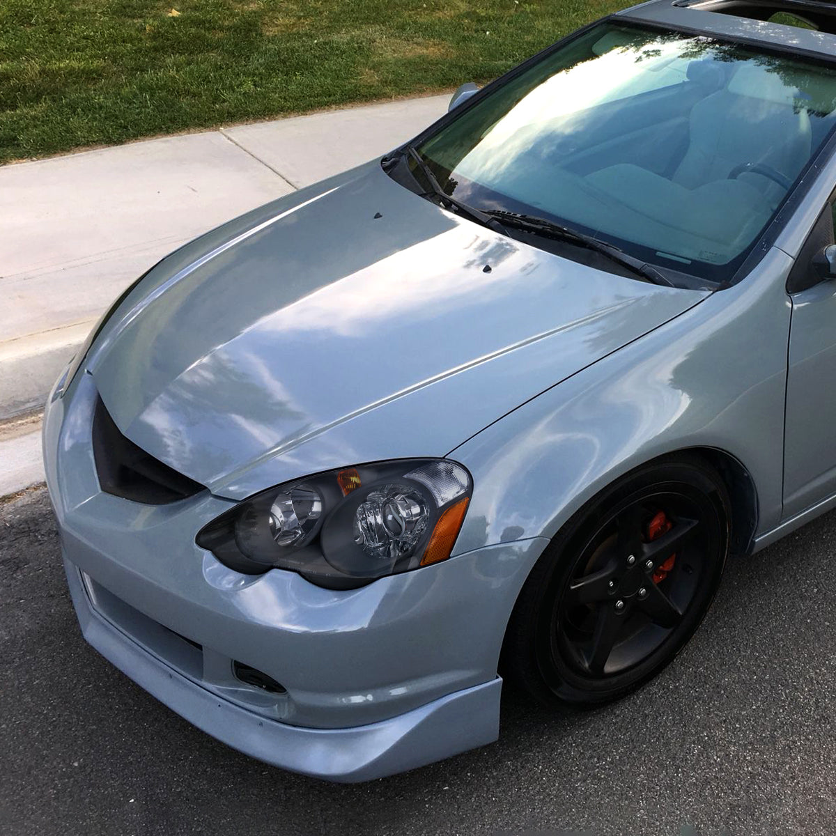 2002-2004 Acura RSX Retro Style Projector Headlights w/ Amber Reflectors (Matte Black Housing/Clear Lens)