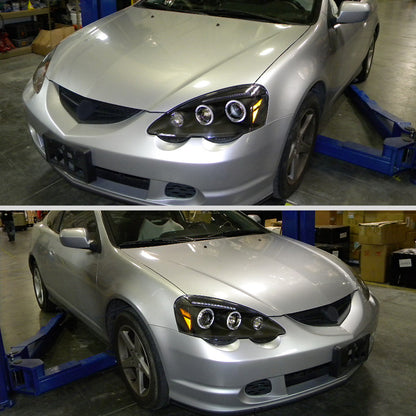 2002-2004 Acura RSX Dual Halo Projector Headlights (Matte Black Housing/Clear Lens)