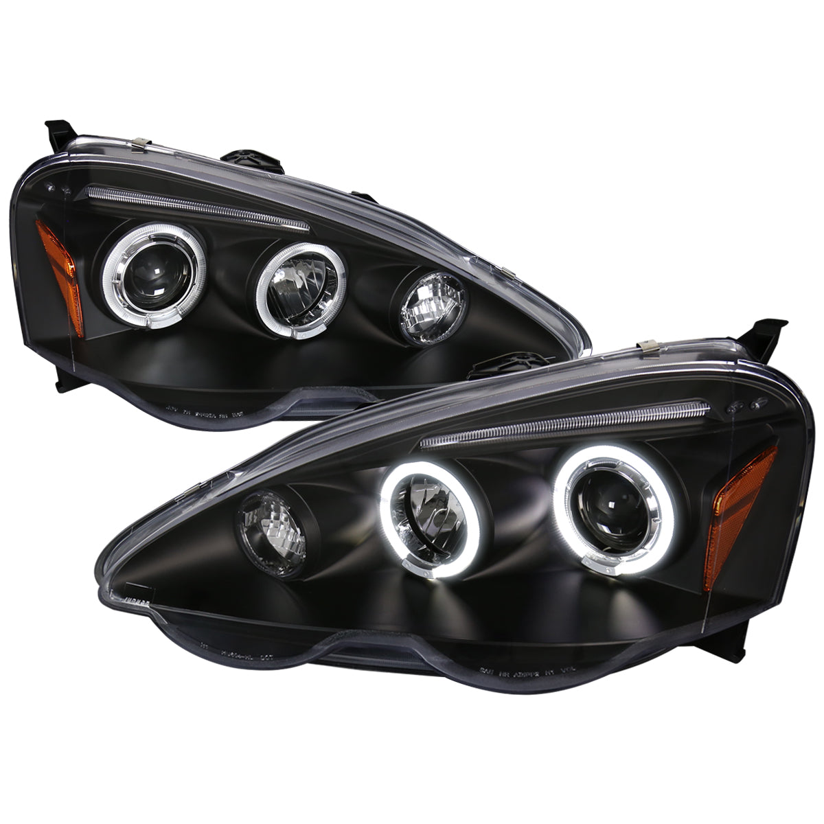2002-2004 Acura RSX Dual Halo Projector Headlights (Matte Black Housing/Clear Lens)