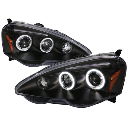 2002-2004 Acura RSX Dual Halo Projector Headlights (Matte Black Housing/Clear Lens)