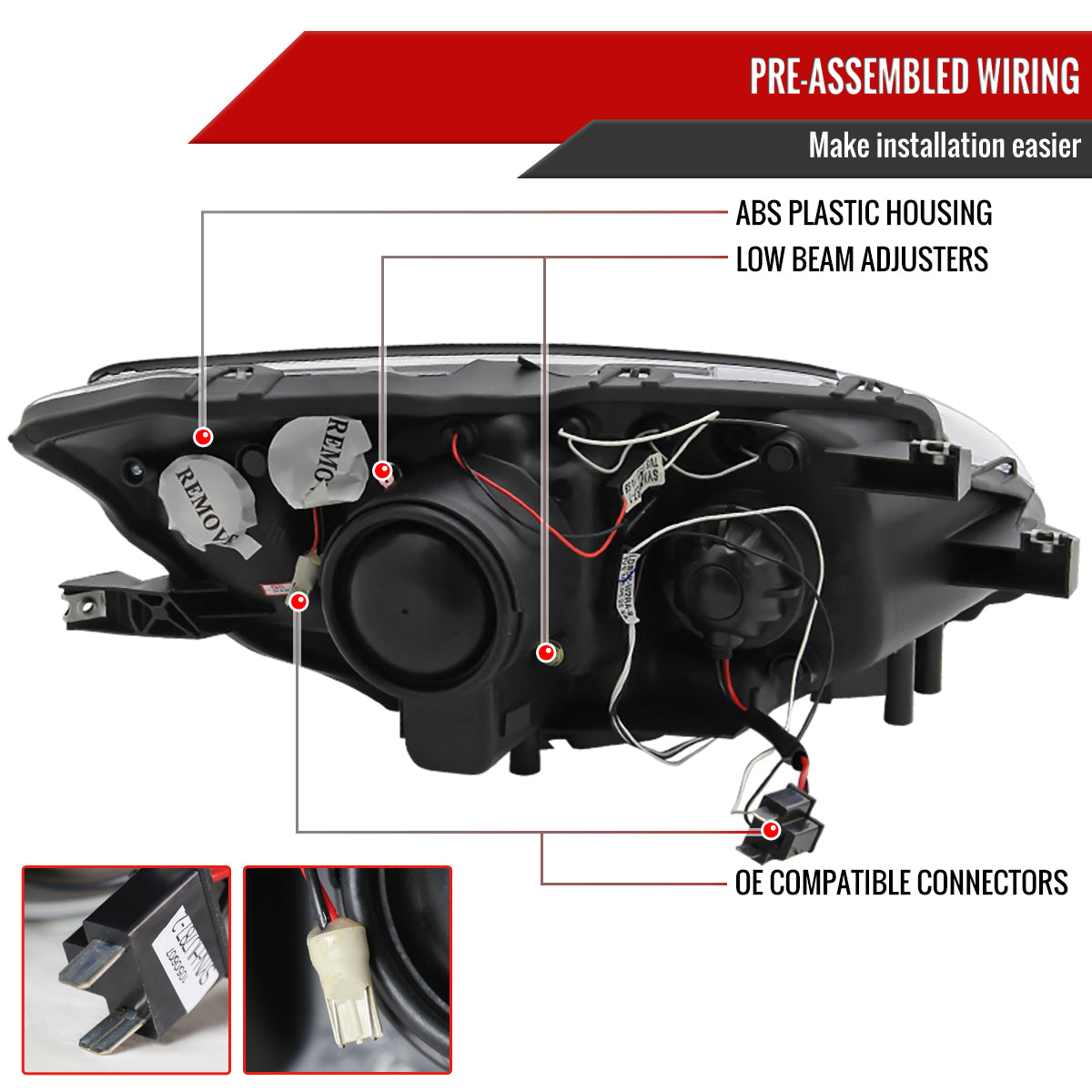 2000-2003 Honda S2000 AP1 Dual Halo Projector Headlights (Glossy Black Housing/Smoked Lens)