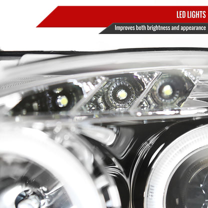 2004-2009 Honda S2000 AP2 Dual Halo Projector Headlights (Chrome Housing/Clear Lens)