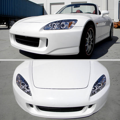 2004-2009 Honda S2000 AP2 Dual Halo Projector Headlights (Chrome Housing/Clear Lens)