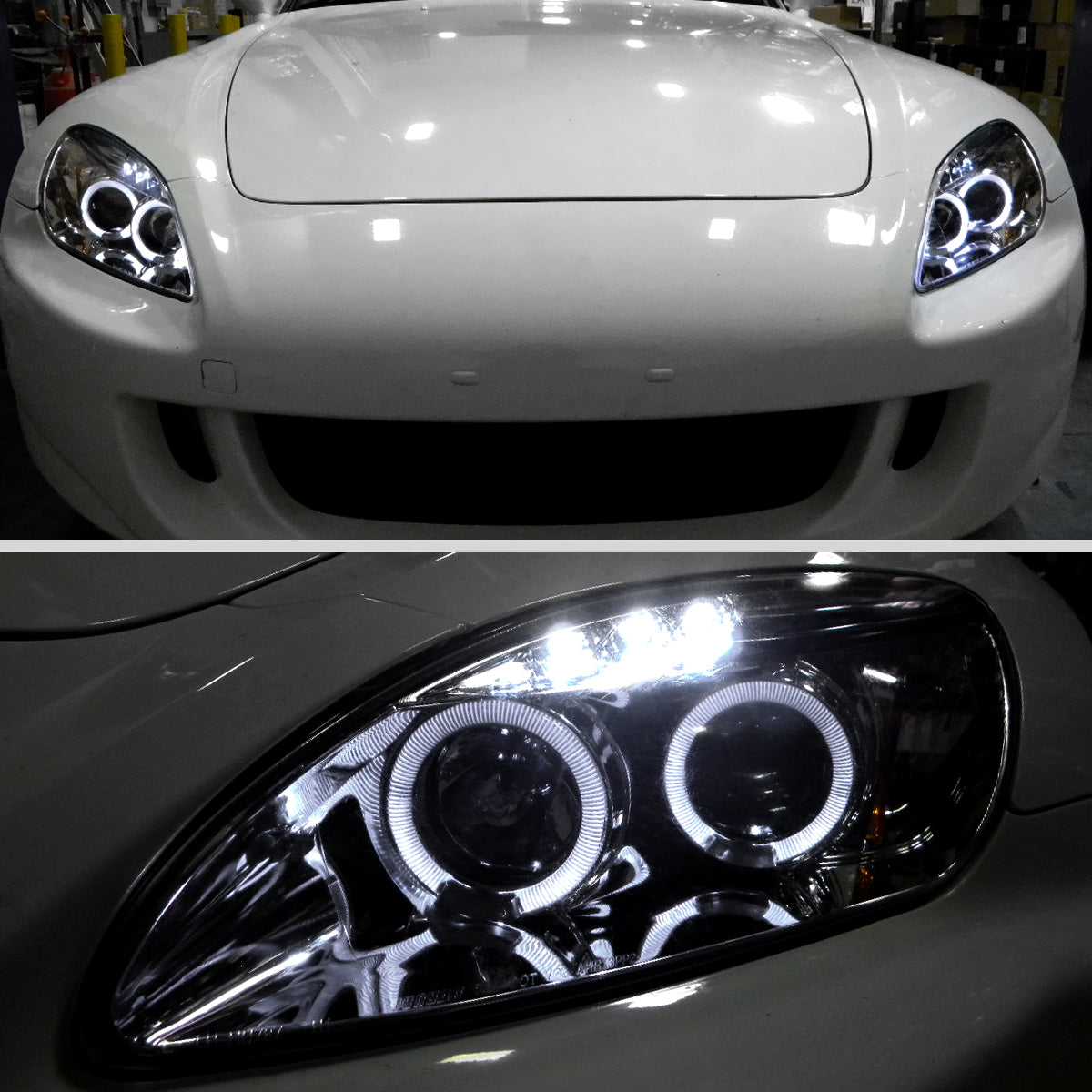 2004-2009 Honda S2000 AP2 Dual Halo Projector Headlights (Chrome Housing/Clear Lens)