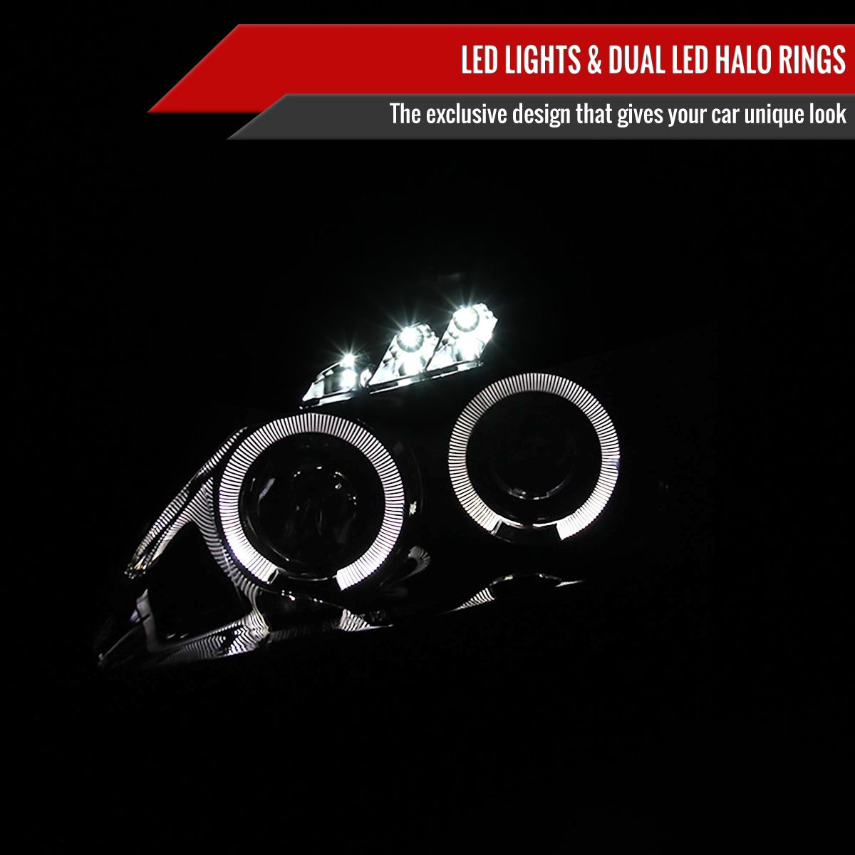 2004-2009 Honda S2000 AP2 Dual Halo Projector Headlights (Glossy Black Housing/Smoked Lens)
