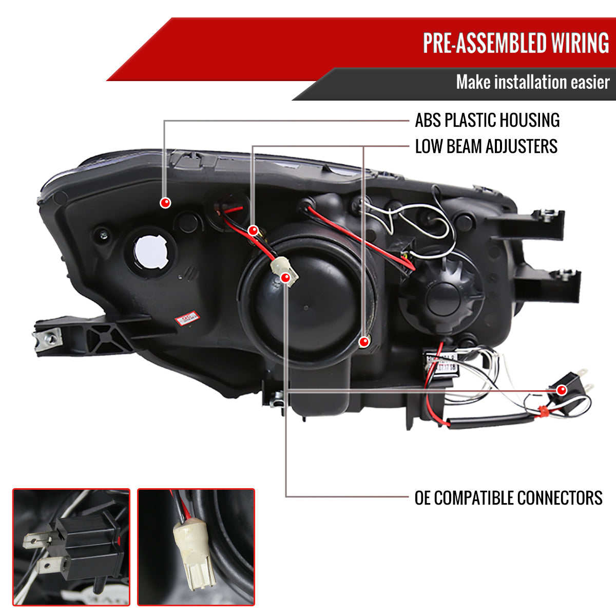 2004-2009 Honda S2000 AP2 Dual Halo Projector Headlights (Glossy Black Housing/Smoked Lens)