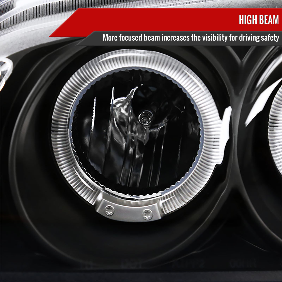 2000-2003 Nissan Sentra Dual Halo Projector Headlights (Matte Black Housing/Clear Lens)