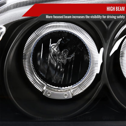 2000-2003 Nissan Sentra Dual Halo Projector Headlights (Matte Black Housing/Clear Lens)
