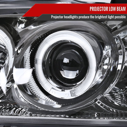2004-2006 Nissan Sentra Dual Halo Projector Headlights (Chrome Housing/Clear Lens)