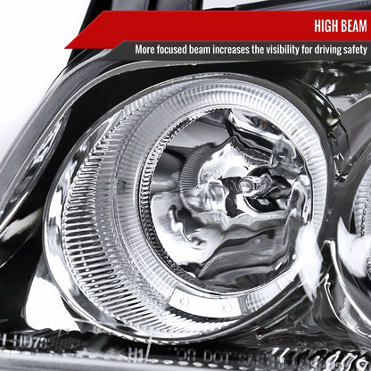 2004-2006 Nissan Sentra Dual Halo Projector Headlights (Chrome Housing/Clear Lens)