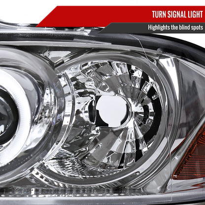 2004-2006 Nissan Sentra Dual Halo Projector Headlights (Chrome Housing/Clear Lens)