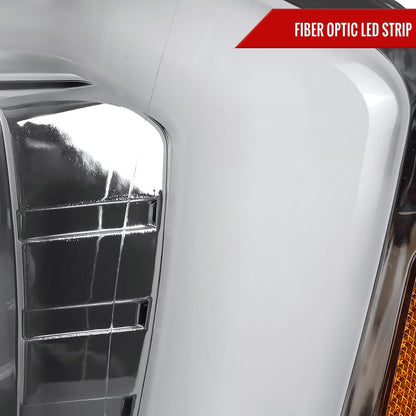 2007-2013 GMC Sierra 1500 / 2007-2014 Sierra 1500HD 2500HD 3500HD / 2009-2013 Sierra 1500 Hybrid LED C-Bar Projector Headlights (Chrome Housing/Clear Lens)