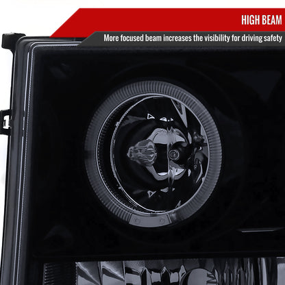 2007-2014 GMC Sierra SMD Dual Halo Projector Headlights (Glossy Black Housing/Smoked Lens)