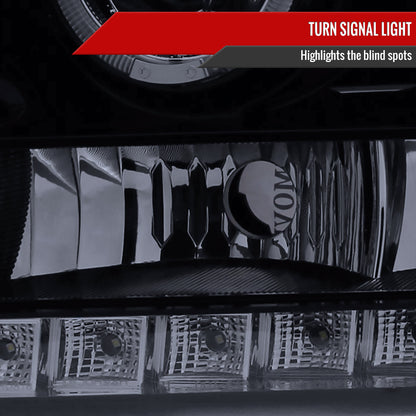 2007-2014 GMC Sierra SMD Dual Halo Projector Headlights (Glossy Black Housing/Smoked Lens)