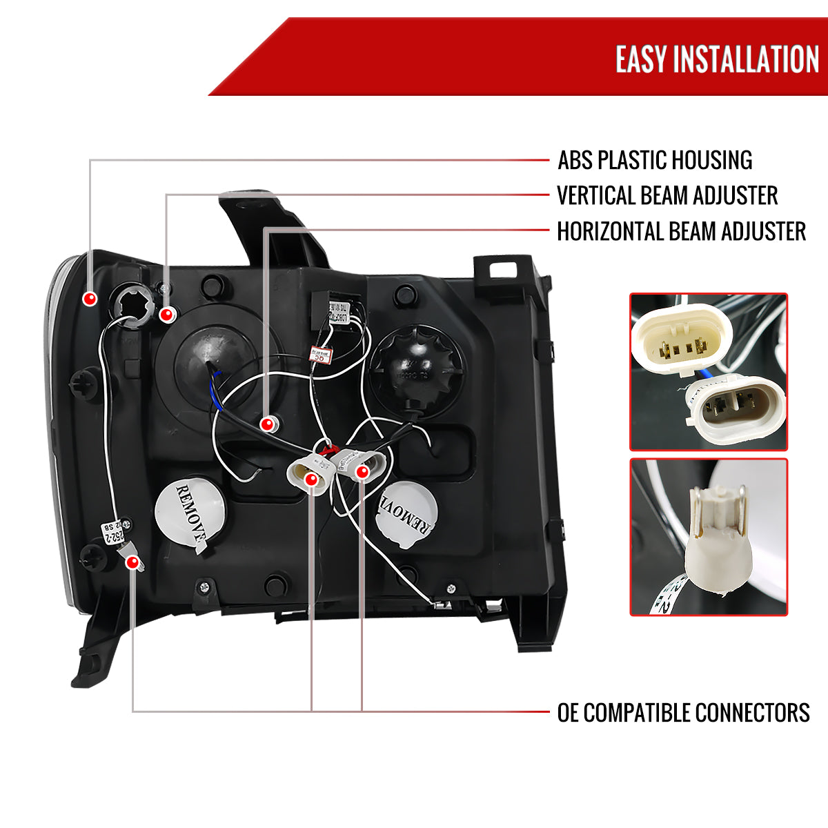 2007-2014 GMC Sierra SMD Dual Halo Projector Headlights (Glossy Black Housing/Smoked Lens)
