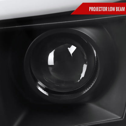 2007-2013 GMC Sierra 1500 / 2007-2014 Sierra 1500HD 2500HD 3500HD / 2009-2013 Sierra 1500 Hybrid LED C-Bar Projector Headlights (Matte Black Housing/Clear Lens)