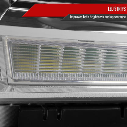 2014-2019 GMC Sierra LED Light Strip Projector Headlights (Chrome Housing/Clear Lens)
