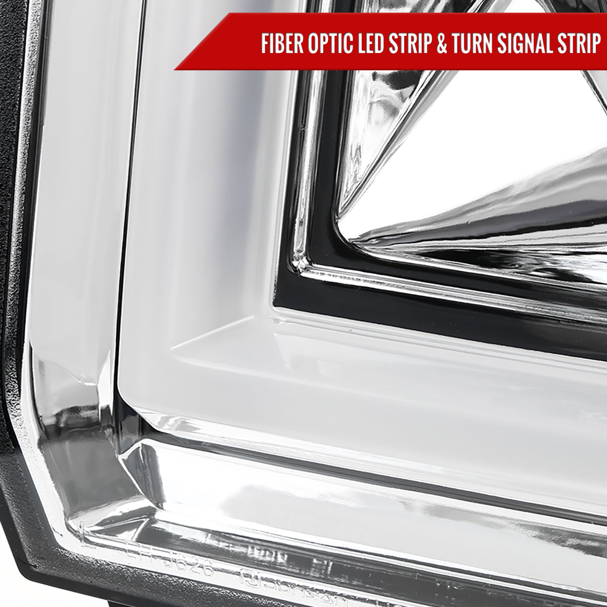 2014-2019 GMC Sierra 1500/2500HD/3500HD LED Bar Projector Headlight w/ LED Turn Signals (Chrome Housing/Clear Lens)
