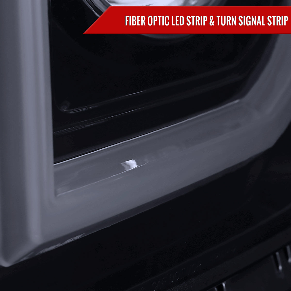 2014-2019 GMC Sierra 1500/2500/3500 LED Bar Projector Headlights w/ LED Turn Signals Lights (Glossy Black Housing/Smoked Lens)