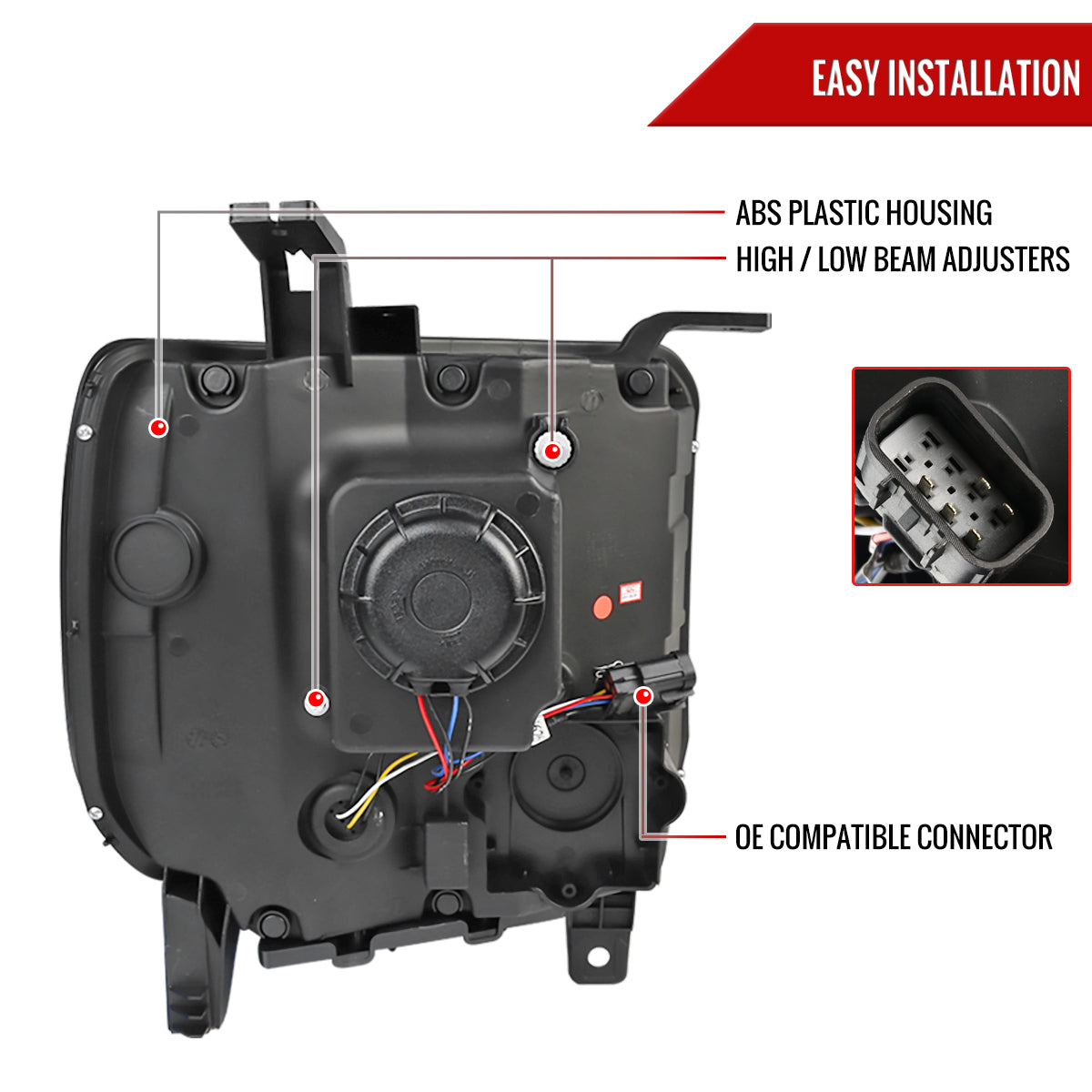 2014-2019 GMC Sierra 1500/2500/3500 LED Bar Projector Headlights w/ LED Turn Signals Lights (Glossy Black Housing/Smoked Lens)