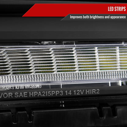2014-2019 GMC Sierra LED Light Strip Projector Headlights (Matte Black Housing/Clear Lens)