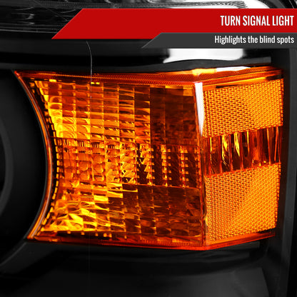 2014-2019 GMC Sierra LED Light Strip Projector Headlights (Matte Black Housing/Clear Lens)