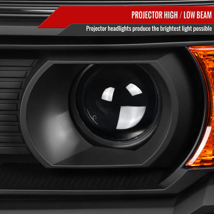 2014-2019 GMC Sierra 1500/2500HD/3500HD Projector Headlights w/ Amber Reflectors (Matte Black Housing/Clear Lens)