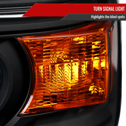 2014-2019 GMC Sierra 1500/2500HD/3500HD Projector Headlights w/ Amber Reflectors (Matte Black Housing/Clear Lens)