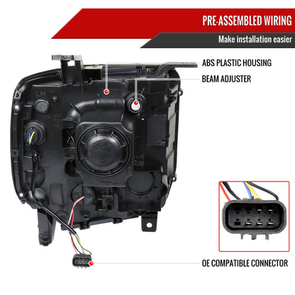 2014-2019 GMC Sierra 1500/2500HD/3500HD Projector Headlights w/ Amber Reflectors (Matte Black Housing/Clear Lens)
