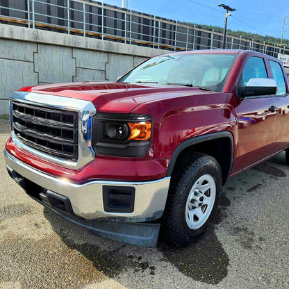 2014-2019 GMC Sierra 1500/2500HD/3500HD Projector Headlights w/ Amber Reflectors (Matte Black Housing/Clear Lens)