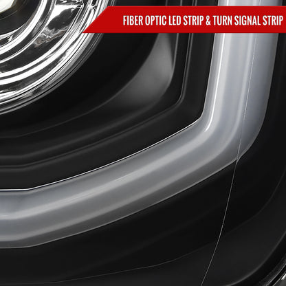 2014-2019 GMC Sierra 1500/2500HD/3500HD LED Bar Projector Headlights w/ LED Turn Signal Lights (Chrome Housing/Clear Lens)