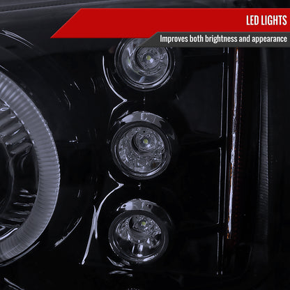2002-2006 Chevrolet Avalanche/ 2003-2007 Silverado Dual Halo Projector Headlights (Glossy Black Housing/Smoked Lens)