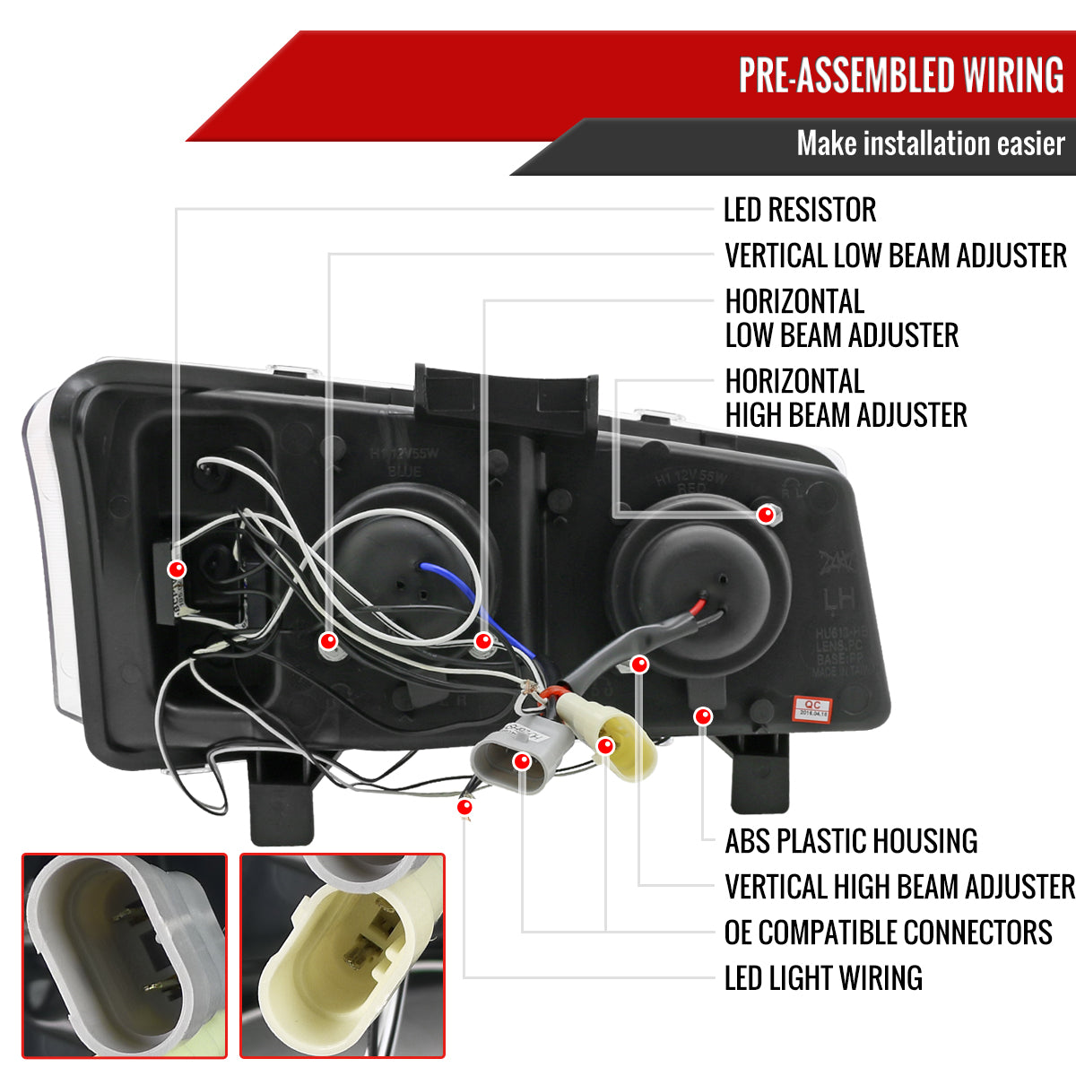 2002-2006 Chevrolet Avalanche/ 2003-2007 Silverado Dual Halo Projector Headlights (Matte Black Housing/Clear Lens)