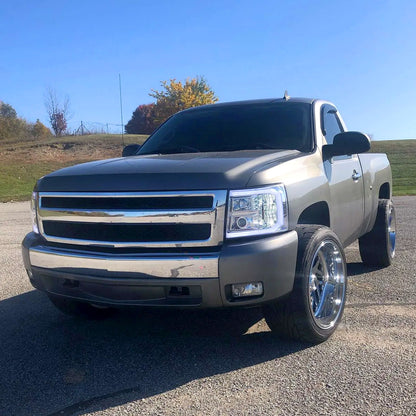 2007-2013 Chevrolet Silverado 1500/ 2007-2014 Silverado 2500HD 3500HD LED C-Bar Projector Headlights (Chrome Housing/Clear Lens)