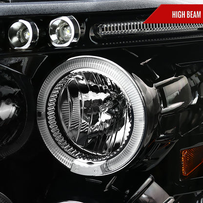 2007-2013 Chevrolet Silverado 1500/ 2007-2014 Silverado 2500HD 3500HD Dual Halo Projector Headlights (Jet Black Housing/Clear Lens)