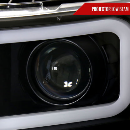 2007-2013 Chevrolet Silverado 1500/ 2007-2014 Silverado 2500HD 3500HD Dual LED C-Bar Projector Headlights (Matte Black Housing/Clear Lens)