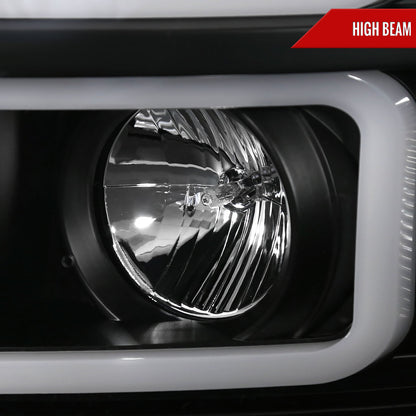 2007-2013 Chevrolet Silverado 1500/ 2007-2014 Silverado 2500HD 3500HD Dual LED C-Bar Projector Headlights (Matte Black Housing/Clear Lens)