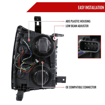 2014-2015 Chevrolet Silverado 1500 Projector Headlights (Glossy Black Housing/Smoked Lens/Chrome Trim)