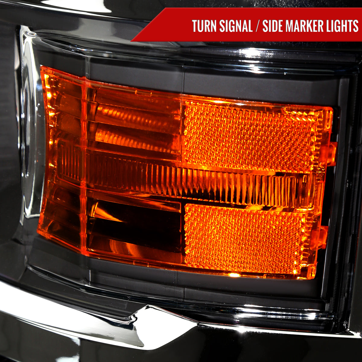 2014-2017 Chevrolet Silverado 1500 Projector Headlights (Matte Black Housing/Chrome Trim/Clear Lens)