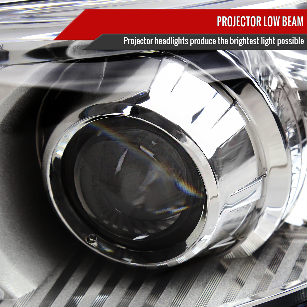 2011-2020 Toyota Sienna Driver/Left Side Projector Headlights (Chrome Housing/Clear Lens)